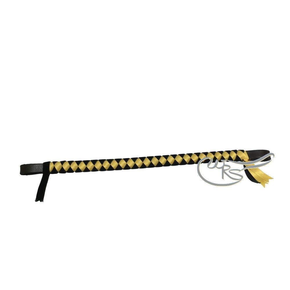 Velvet Browband, Dark Green/Yellow