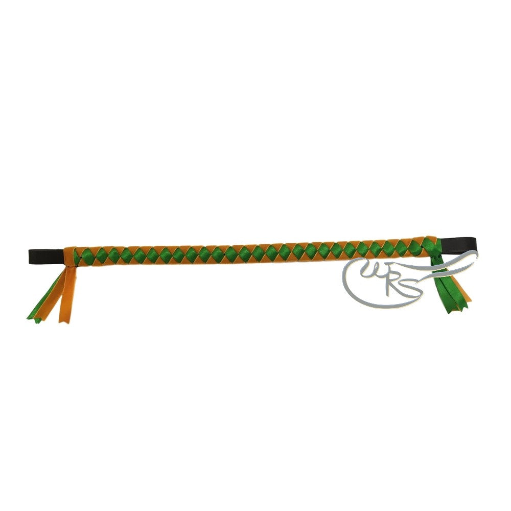 Velvet Browband, Green/Orange