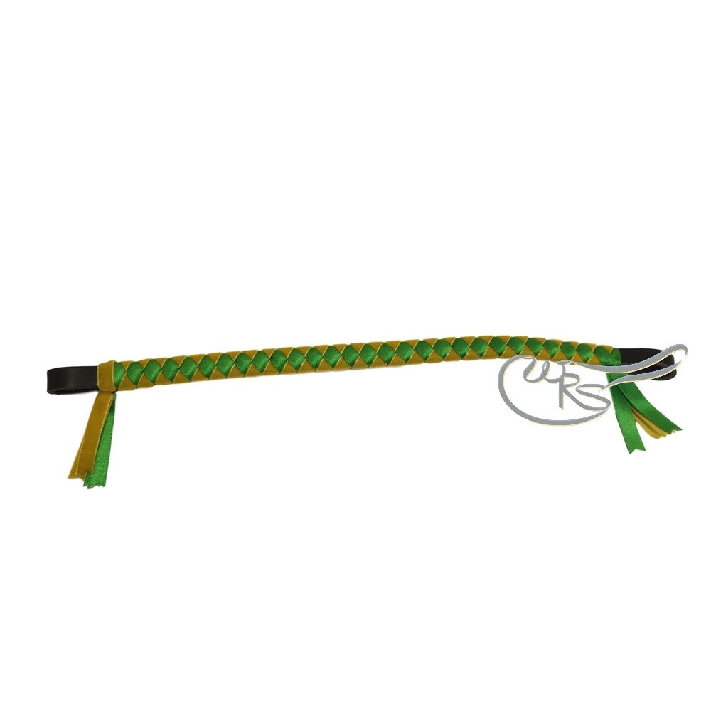 Velvet Browband, Green/Yellow