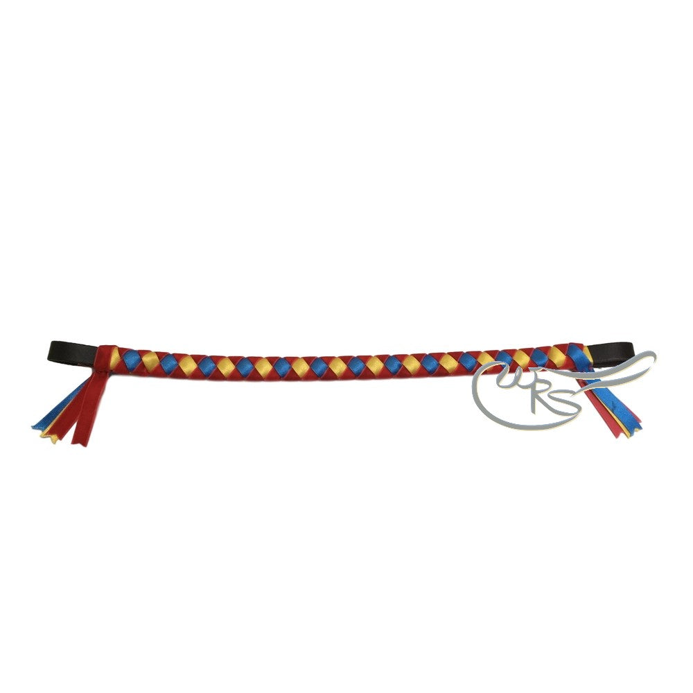 Velvet Browband, Red/Blue/Yellow