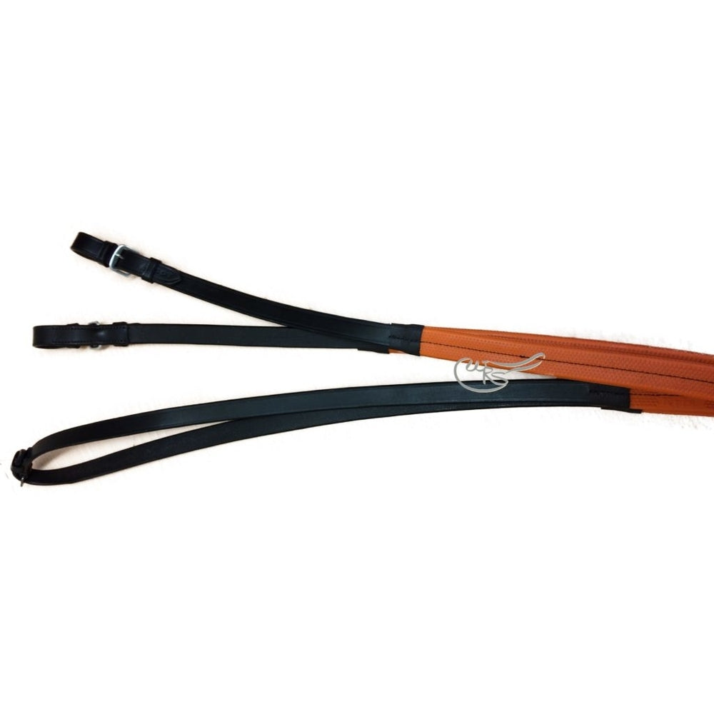 Ascot Leather Exercise Reins, Orange Grips