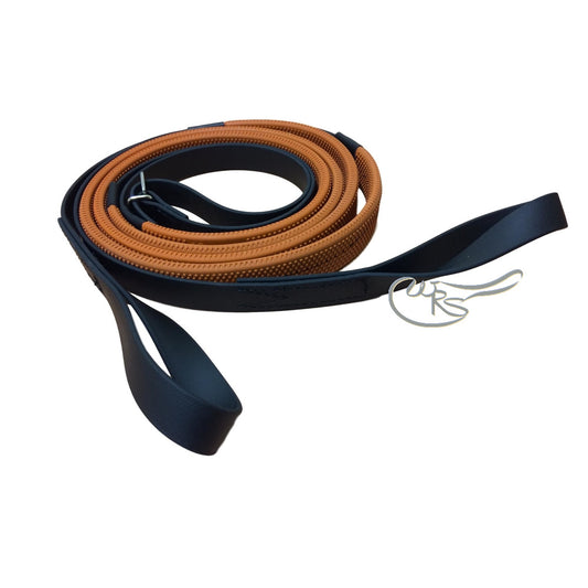 WRS Loop End Reins, Orange Grips